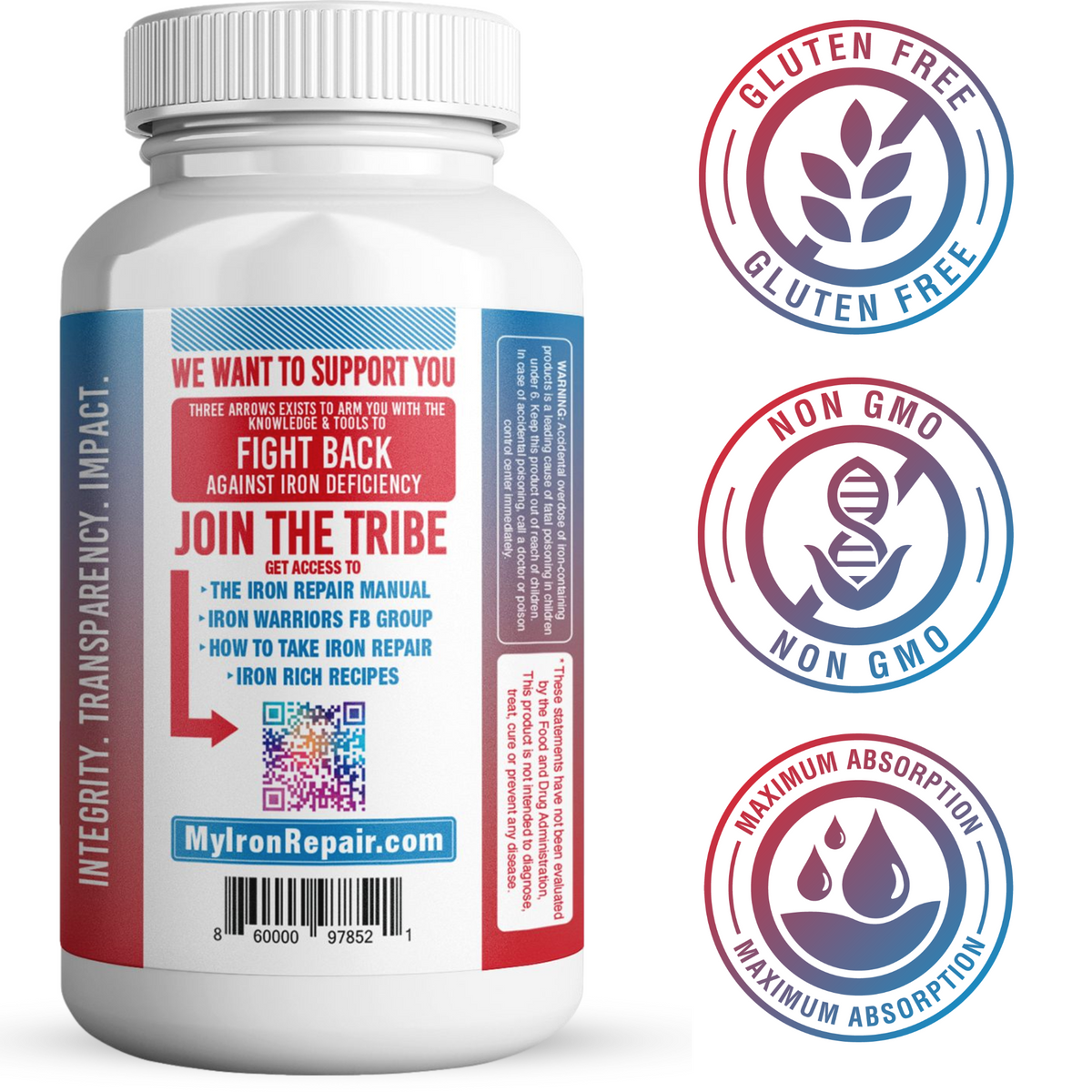 Iron Repair Plus Heme Iron Supplement – Three Arrows Nutra